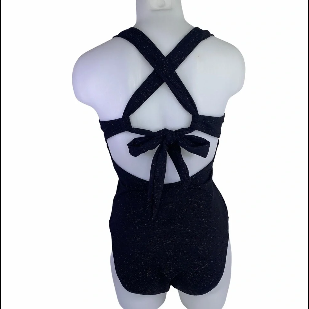 JESSICA Simpson Black Shimmering 1 Piece Swimsuit